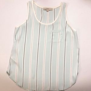 🔺 LOFT Mint Green Vertical Stripe Tank Top